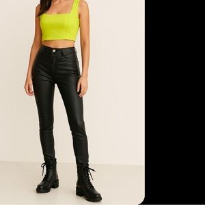 Women's Black pleather Jeans (98% cotton!)